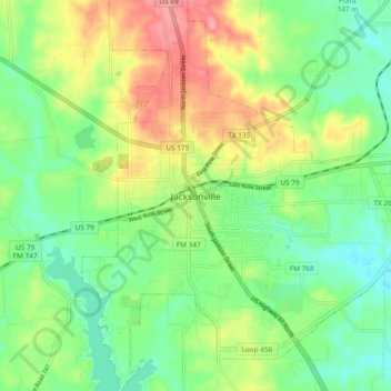 Jacksonville topographic map, elevation, terrain