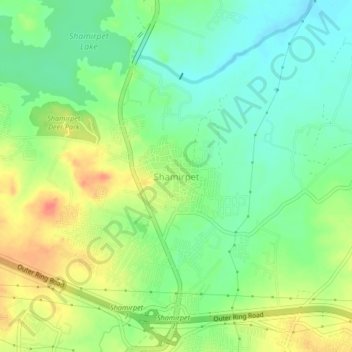 Shamirpet topographic map, elevation, terrain