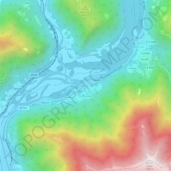 Caorera topographic map, elevation, terrain