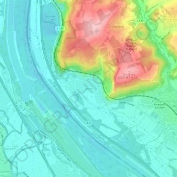 Istein topographic map, elevation, terrain
