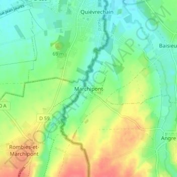Marchipont topographic map, elevation, terrain