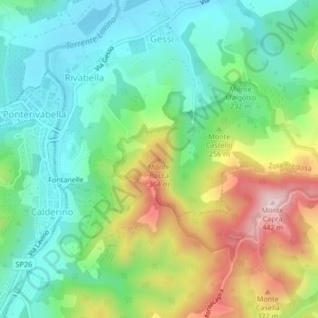 Monte Rocca topographic map, elevation, terrain