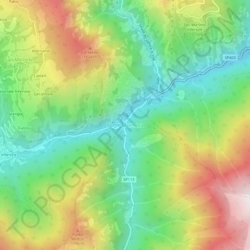 Ponte Marmora topographic map, elevation, terrain