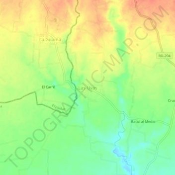 Las Uvas topographic map, elevation, terrain