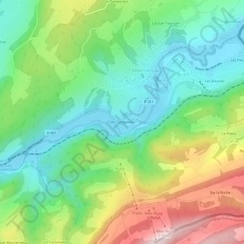 Les Combottes topographic map, elevation, terrain