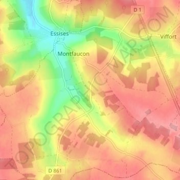 Le Moncet topographic map, elevation, terrain