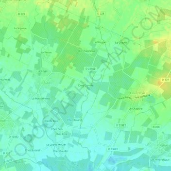 Chez Cornet topographic map, elevation, terrain