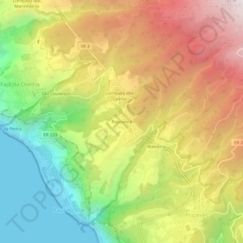 Raposeira topographic map, elevation, terrain