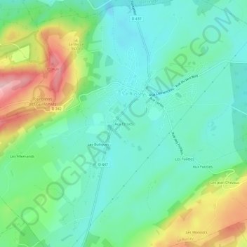 Aux Étroits topographic map, elevation, terrain