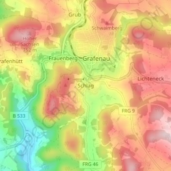 Schlag topographic map, elevation, terrain