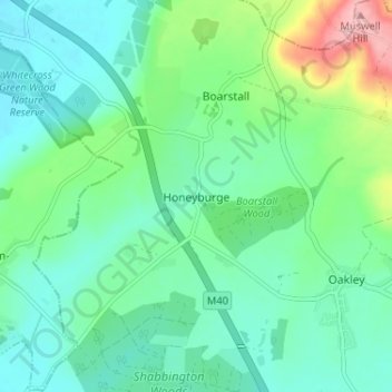 Honeyburge topographic map, elevation, terrain