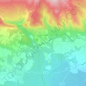 Najac topographic map, elevation, terrain