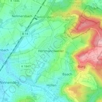 Hertmannsweiler topographic map, elevation, terrain