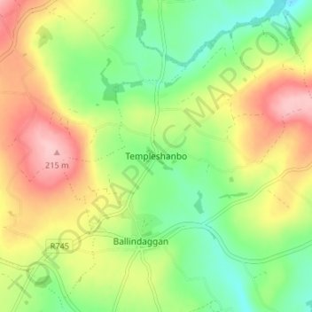 Templeshanbo topographic map, elevation, terrain