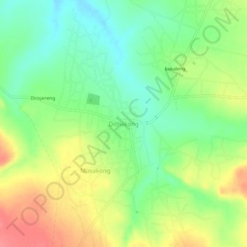 Dithakong topographic map, elevation, terrain