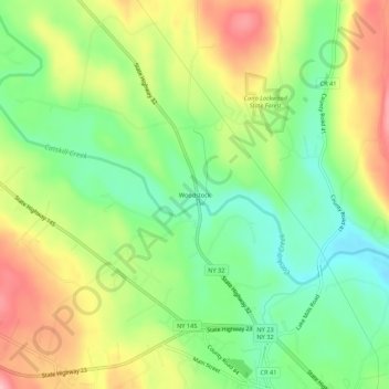 Woodstock topographic map, elevation, terrain
