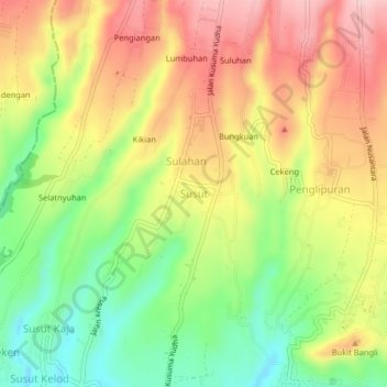 Susut topographic map, elevation, terrain
