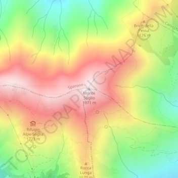 Monte Soglio topographic map, elevation, terrain