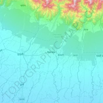 Sundarharaicha topographic map, elevation, terrain