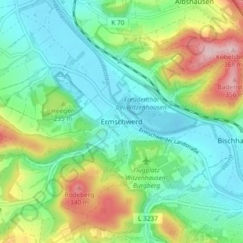 Ermschwerd topographic map, elevation, terrain