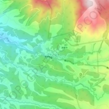 Kurokawa-onsen topographic map, elevation, terrain