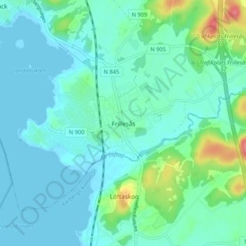 Frillesås topographic map, elevation, terrain