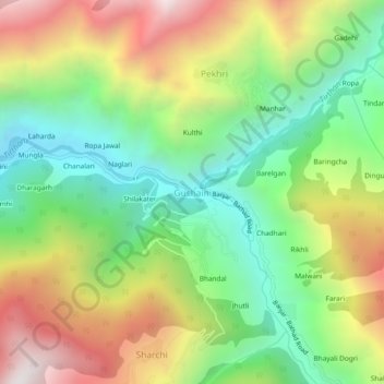Gushaini topographic map, elevation, terrain