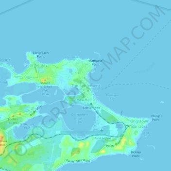 The Settlement topographic map, elevation, terrain