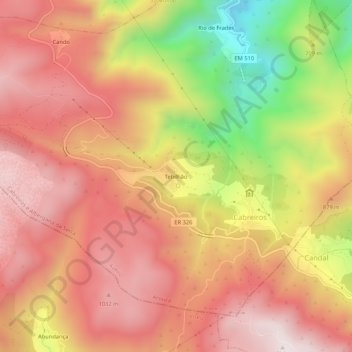 Tebilhão topographic map, elevation, terrain