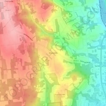 Klinesville topographic map, elevation, terrain