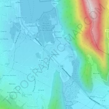 Doussard topographic map, elevation, terrain