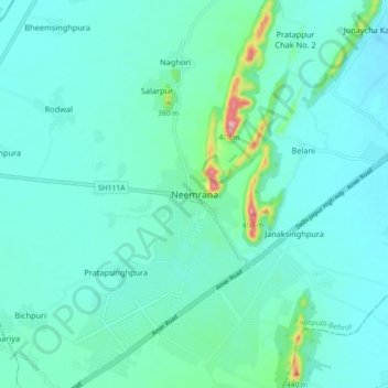 Neemrana topographic map, elevation, terrain