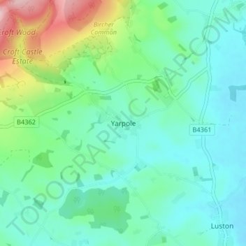 Yarpole topographic map, elevation, terrain