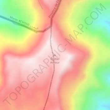 Djebel Amour topographic map, elevation, terrain