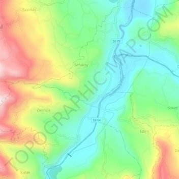 Sefaköy topographic map, elevation, terrain
