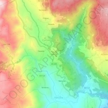 Queiroal topographic map, elevation, terrain