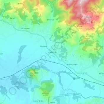 Kalesija topographic map, elevation, terrain