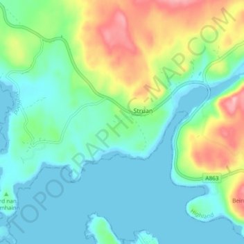 Struanmor topographic map, elevation, terrain