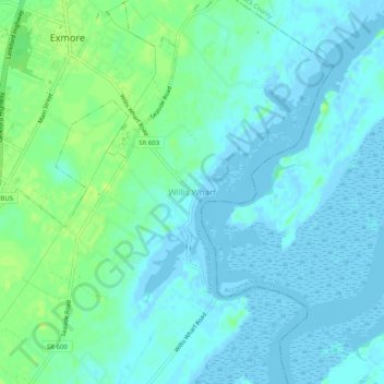 Willis Wharf topographic map, elevation, terrain