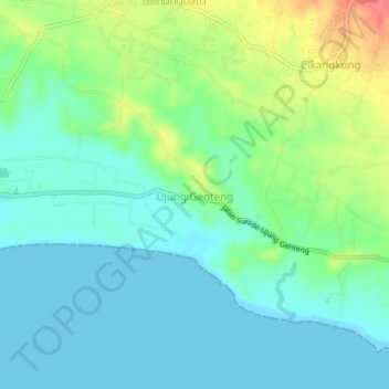 Ujung Genteng topographic map, elevation, terrain