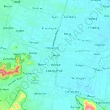 Cawas topographic map, elevation, terrain