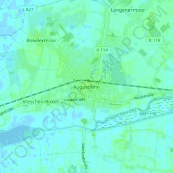 Augustfehn topographic map, elevation, terrain