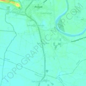 San Nicolas topographic map, elevation, terrain