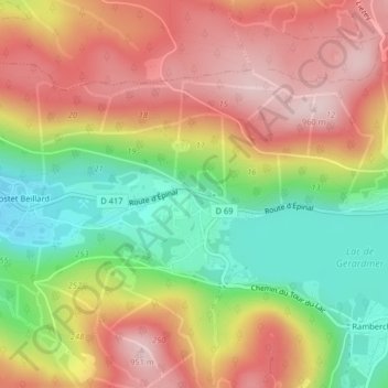 Reins Derrière le Lac topographic map, elevation, terrain