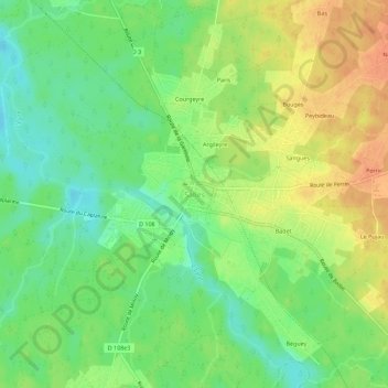 Salles topographic map, elevation, terrain
