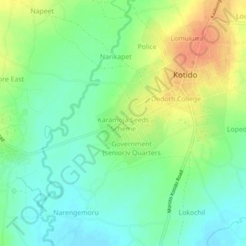 Karamoja Seeds Scheme topographic map, elevation, terrain