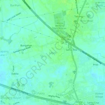 Ligas topographic map, elevation, terrain