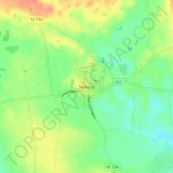 Skivarp topographic map, elevation, terrain