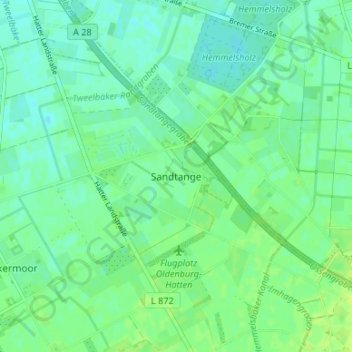 Sandtange topographic map, elevation, terrain