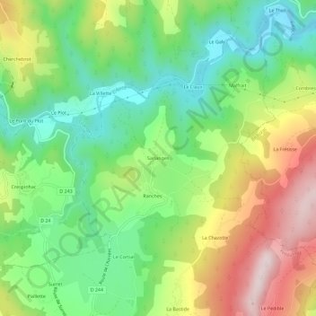 Sarlanges topographic map, elevation, terrain
